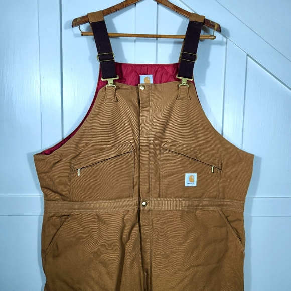 NWT Carhartt Vintage R04 Duck Quilt Lined Double Knee Canvas Overall Tan 50x30 - Picture 4 of 14